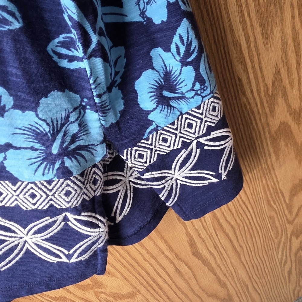 Tommy Bahama XL Blue Tropical Floral Tunic Top 3/4 Sleeve Cotton Modal NWT - Picture 7 of 8